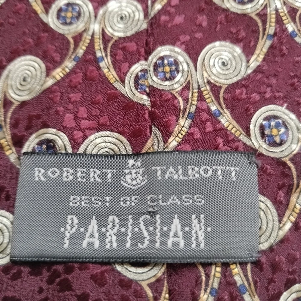 Robert Talbott Best Of Class Burgundy Silk Tie Necktie Swirl Abstract Boho